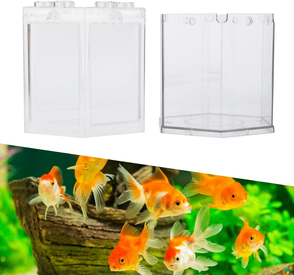 Small Betta Fish Tank, Hex Shape Portable Mini Aquarium Tank, Fish Tank Starter Kits Fish Bowl Aquarium Starter Kits for Turtle Reptile Shrimp Moss Crab Insects Habitat as Decoration(Transparent)