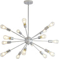 Mid-Century Sputnik Chandeliers 15-Lights, Modern Semi Flush Mount Ceiling Light Fixture Industrial Retro Hanging Lamps for Kitchen Living Room Dining Bedroom Corridor, Chrome（Bulb Not Included）