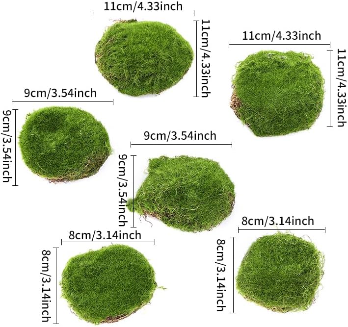 Artificial Moss Blocks for Garden Decoration, 6-Piece Set, Green Decorative Moss Stones Suitable for Ecological Tanks, elf Gardens(Realistic Green Faux) Fake Moss