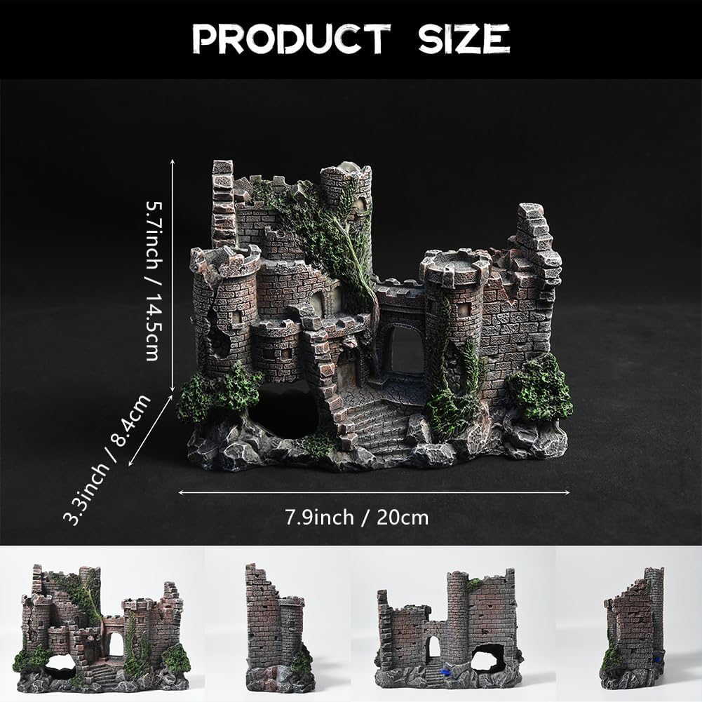 Aquarium Decorations- Castle Fish Tank Bubbler Decorations for Aquatic Pets to Breed Play and Rest Fish Decorations for Tank