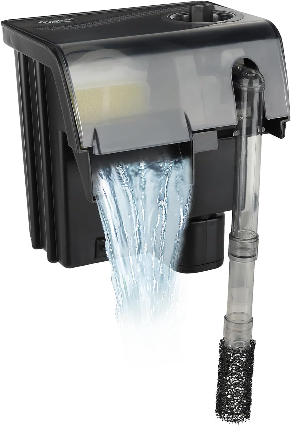hygger Hang On Back Aquarium Filter 132GPH for 10-30 Gallon Quiet Power Fish Tank Filter Multi-Stage Filtration Adjustable Waterfall Hob Filter with 4 Cartridges & Extension Pipe for Fresh Saltwater