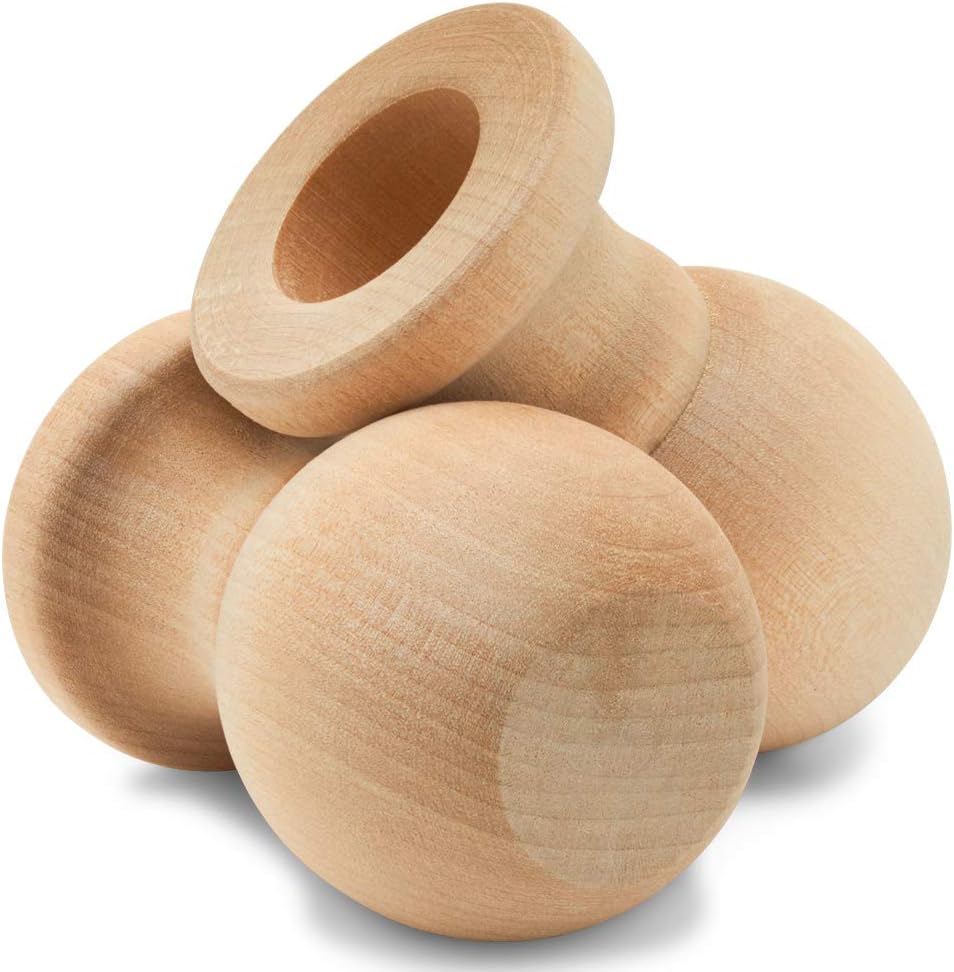 Wooden Flag Pole Finials, 3-inch Wood Flag Pole Topper with 1-inch Hole, Pack of 6 Craft Finials, by Woodpeckers