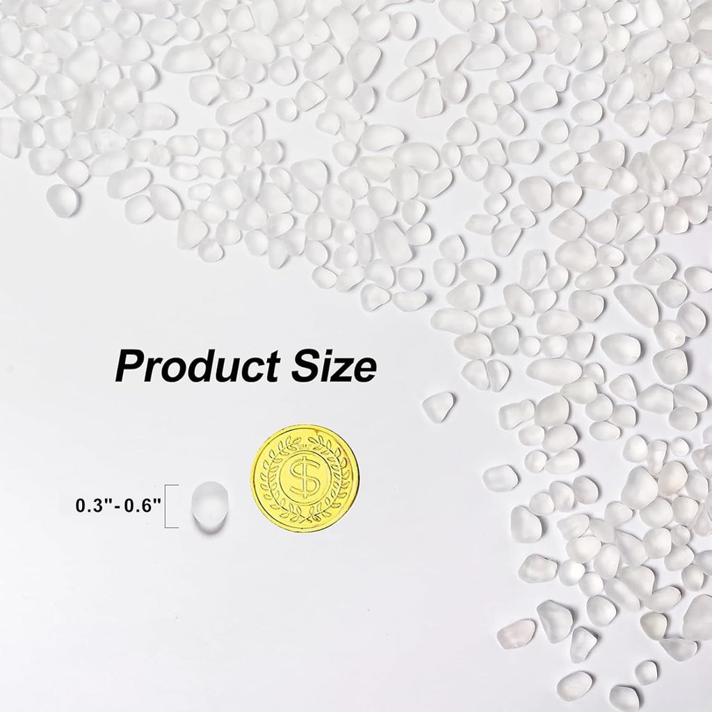 QEQEKAKA Sea Glass Stones for Crafts About 2.75LB (1180g/41.62oz) White Glass Pebbles Gemstones Bulk for Aquarium Rocks Fish Tank Gravel Filler for Vases Centerpieces