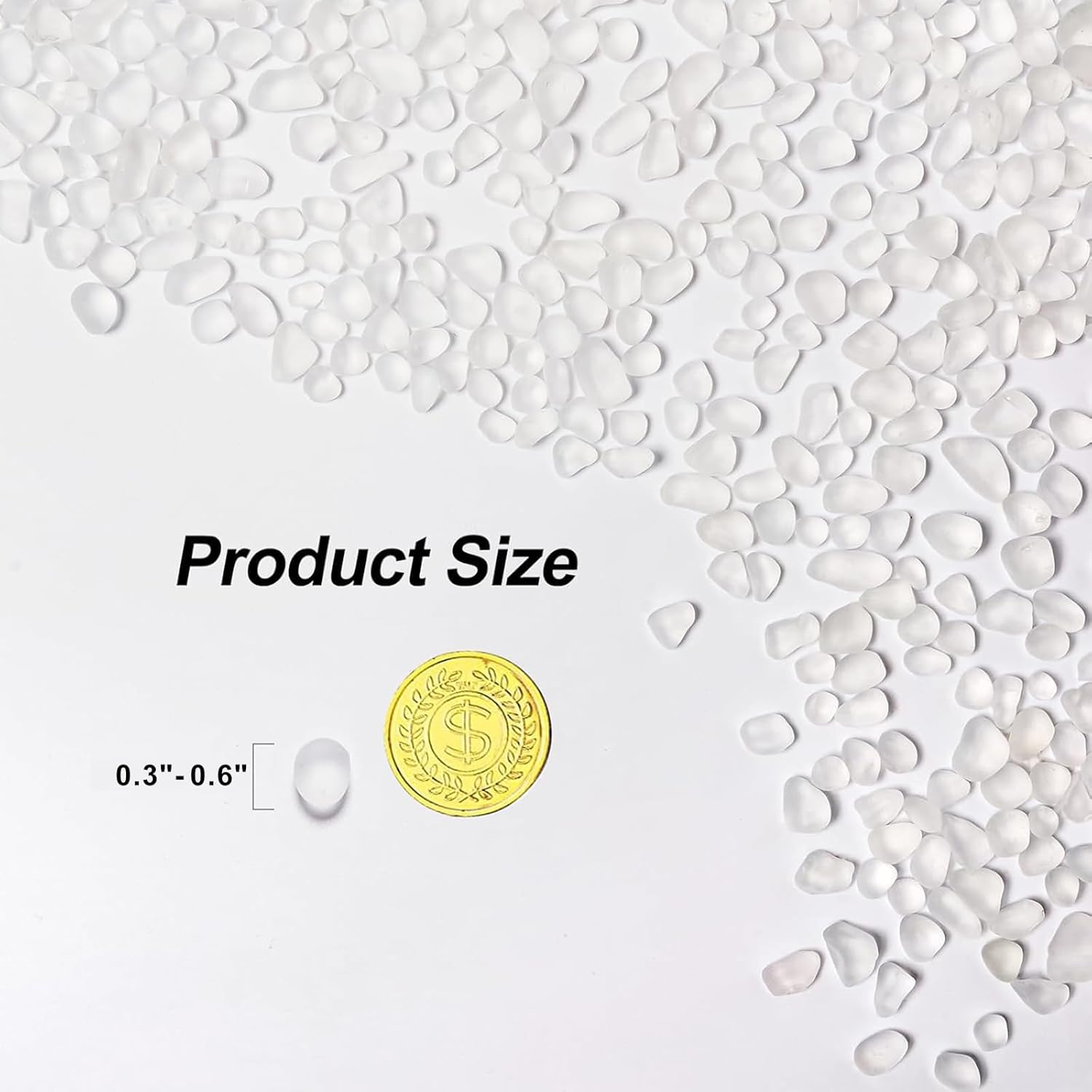 QEQEKAKA Sea Glass Stones for Crafts About 1LB (405g/14.28oz) White Glass Pebbles Gemstones Bulk for Aquarium Rocks Fish Tank Gravel Filler for Vases Centerpieces