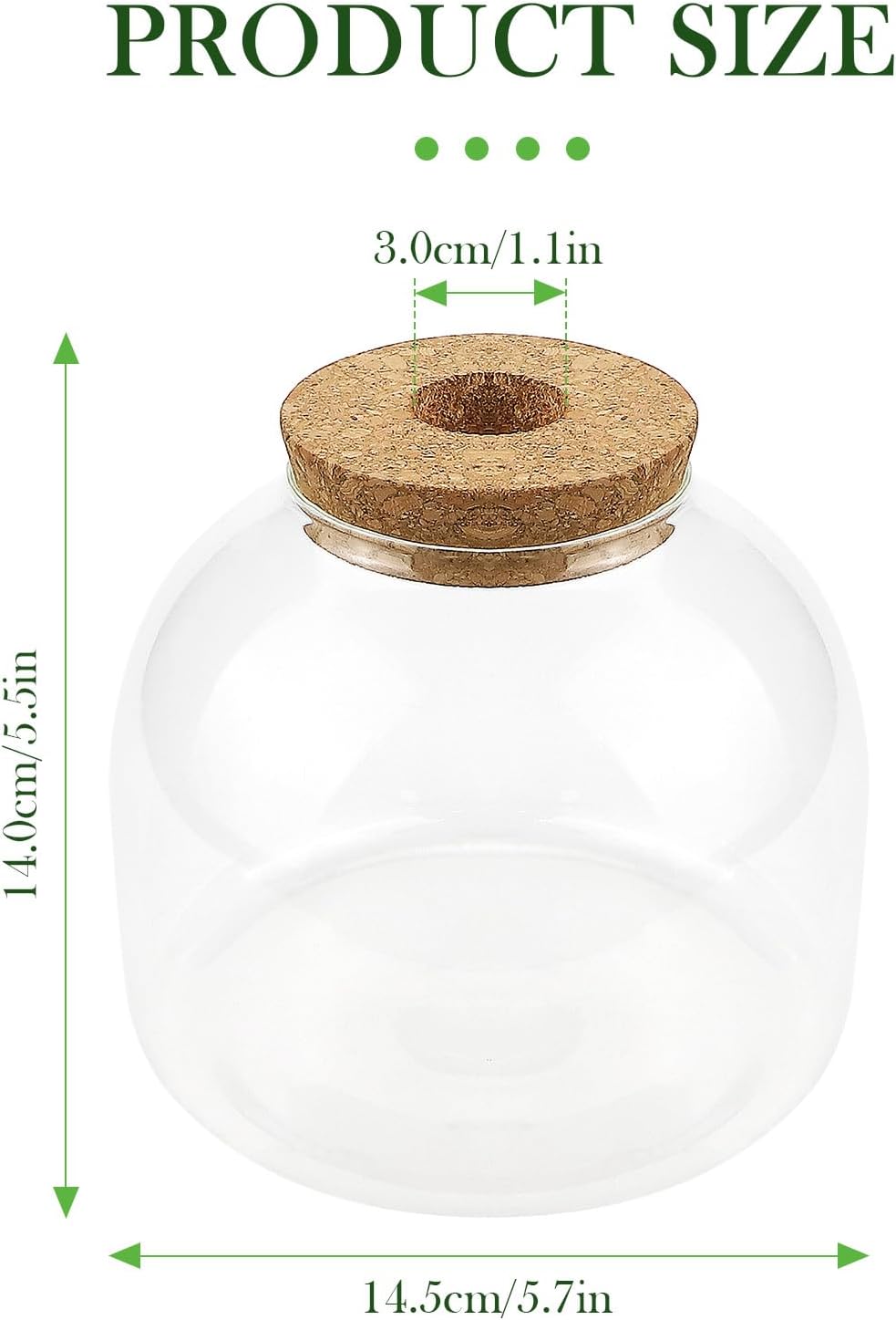 Glass Terrarium Jar with Cork Lid，Tabletop Succulent Planter Airtight Candy Cookie Jar and Hydroponic Vase for Plants, Crafts, Kitchen Storage - Home, Office Decoration (Round 5.9")