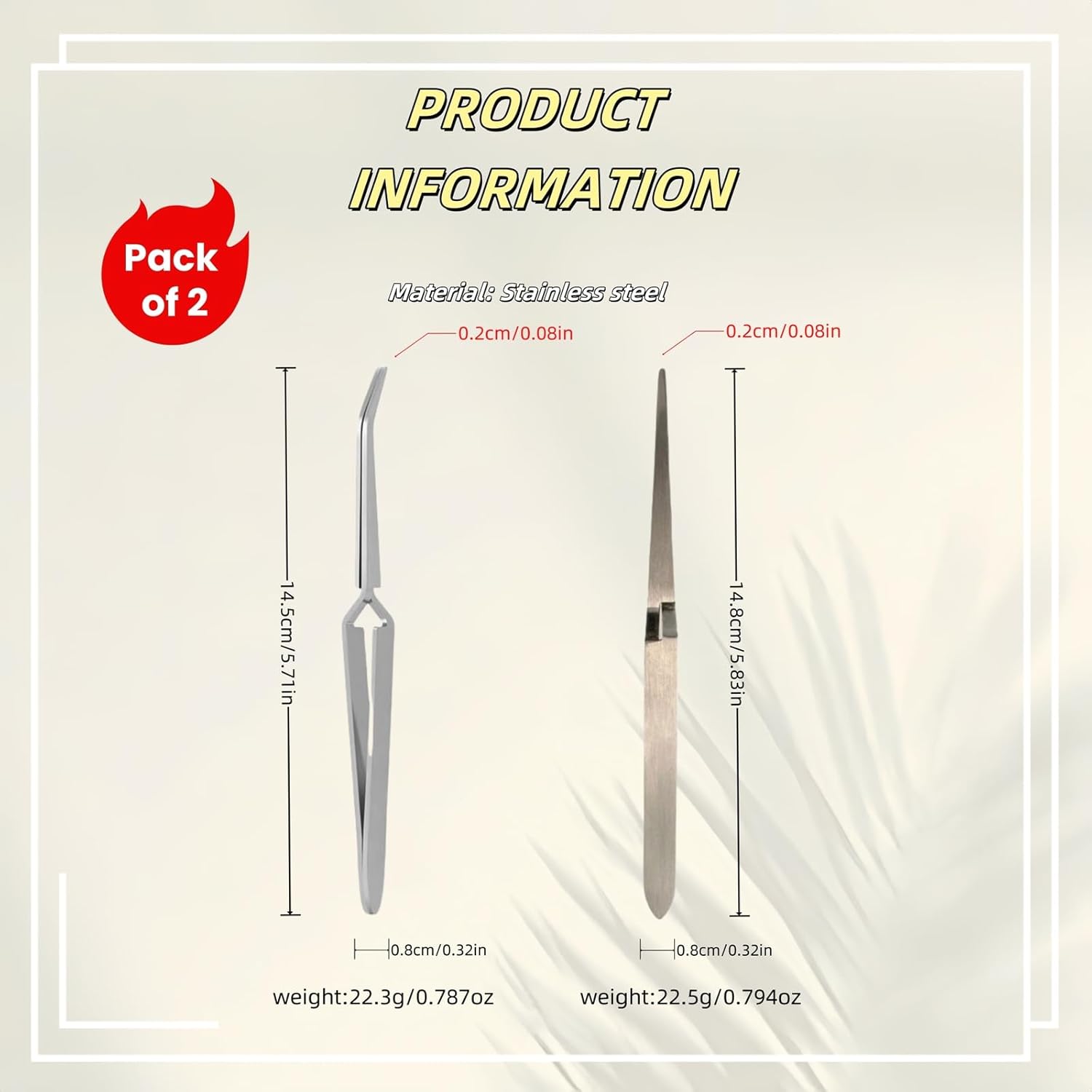 Reverse Craft Tweezers for Crafting Nail Salons Eyelash Extensions Jewelry Making, Long Nail Tweezer with Pointed Tip and Curved Tip, Sticker Locksmith Tools for Unlocking and Journaling (2 Pcs)