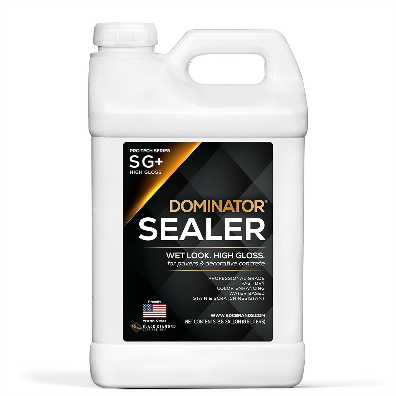DOMINATOR SG+ Clear Acrylic Sealer 2.5 Gal | High Gloss Paver Sealer | Wet Look, Color Enhancing | Professional Grade | Concrete Pavers and Decorative Concrete | Fast Dry | Driveway, Patio and More