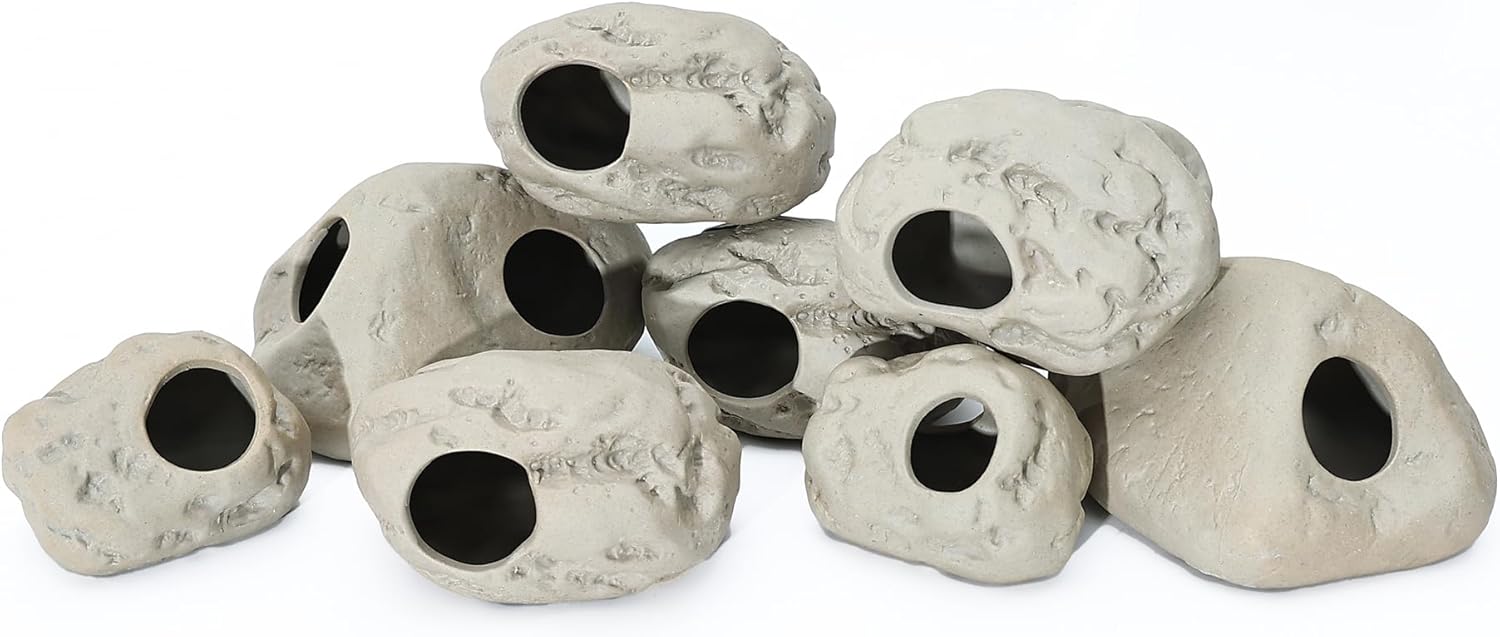 ALEGI Aquarium Rock Cave Decor for Shrimp Cichlid Hiding Breeding (Set 8)