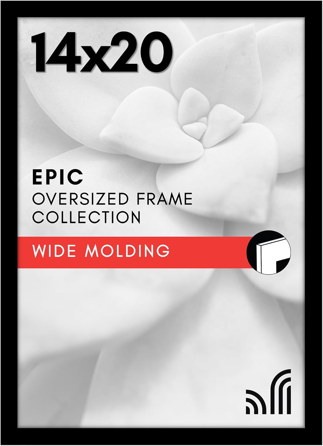 Americanflat 14x20 Picture Frame with Polished Plexiglass - Black Picture Frame - Wide Photo Frames Made of Engineered Wood for Vertical or Horizontal Wall Display - Epic Collection - Black
