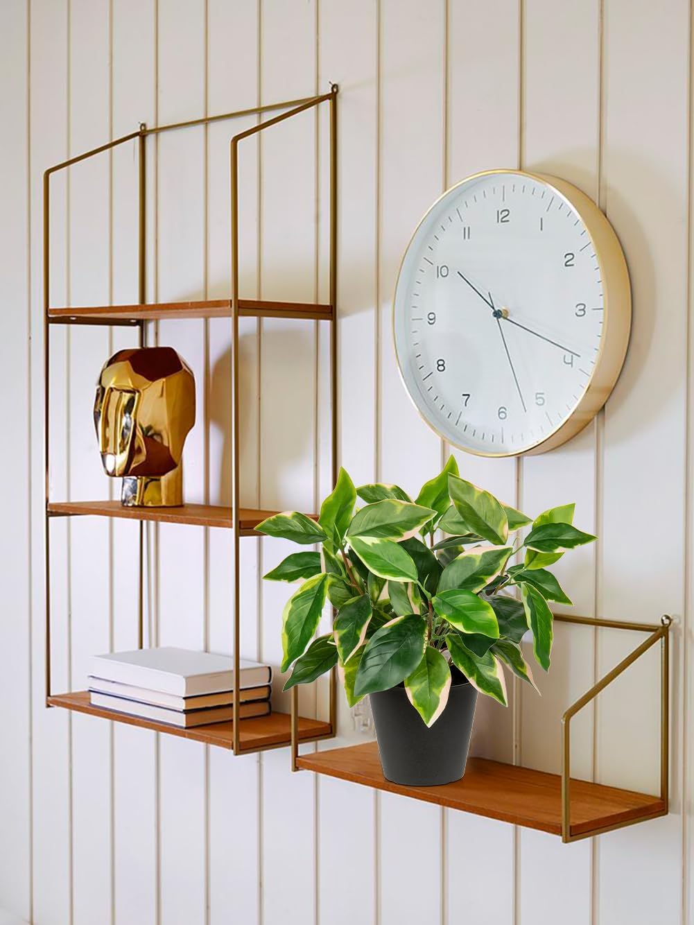 Oairse Artificial Plants Indoor Small Fake Plants in Pots Faux Pothos N‘ Joy Potted Plant Fake Indoor Plants with Black Pots for Bathroom Living Room Office Desk Shelves