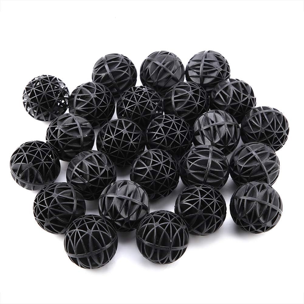 Bio Balls Filter Media, 50Pcs Porous Biochemical Aquarium Filter Balls for Biological Filtration Pond and Fish Aquarium with Sponge (46mm with Cotton)