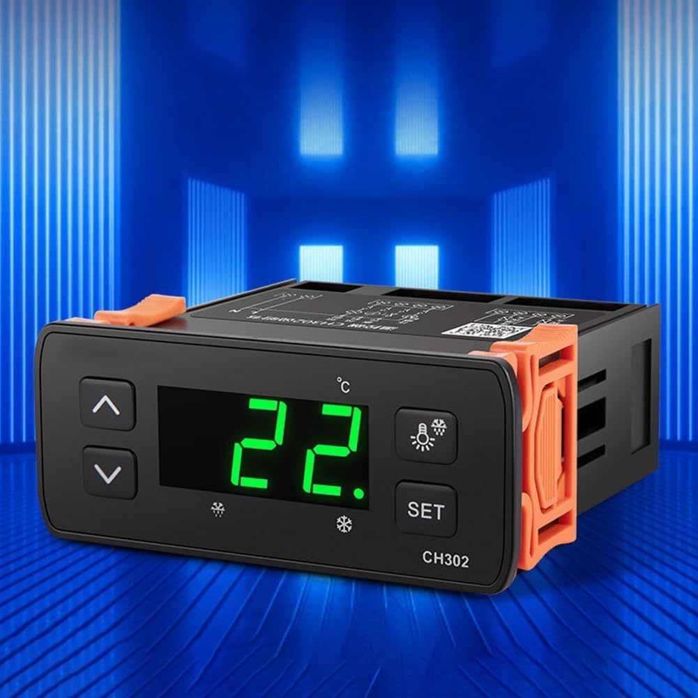 FABULETTA KWS-CH302 Intelligent Temperature Controller with Dual Sensor for Refrigeration, Defrosting and Alarm, AC110V/AC220V, Digital Thermostat for Industrial PLC Module Integration