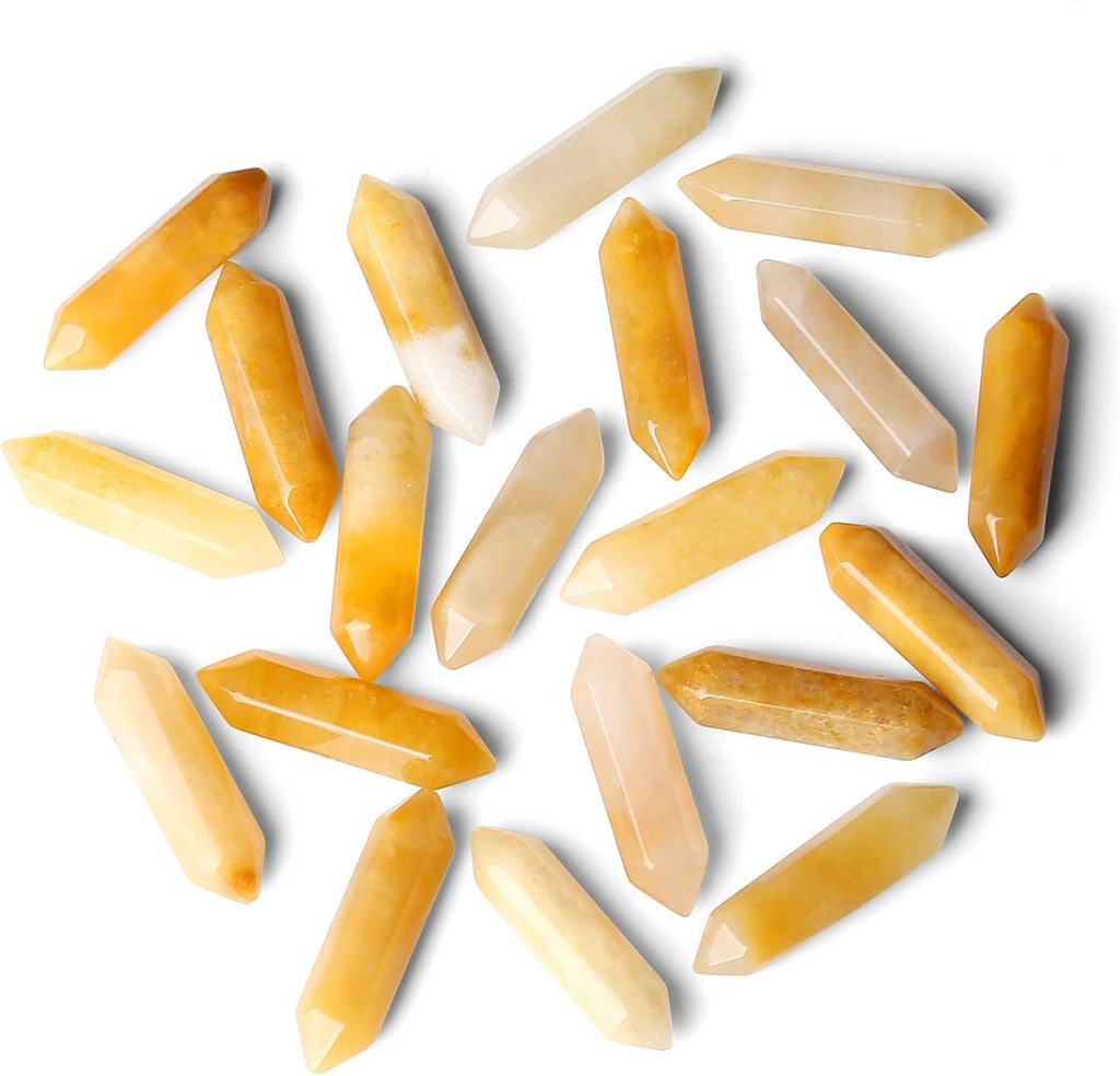 ZHIYUXI Yellow Aventurine Crystal Healing Crystals Stones and Crystals Crystals Points Bulk Gemstone Tumbled Polished Energy Reiki Wholesale Crystal Wands Decor Gifts 10 Pcs