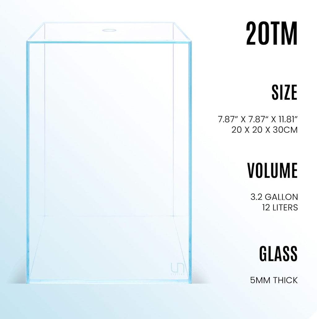 Ultum Nature Systems Prism Rimless Aquarium - Low Iron Glass, Cube With Mitered Lid, Tall Fish Tank, Multi-Purpose Vertical Nano Tank for Home & Office - UNS Prism, 20TM