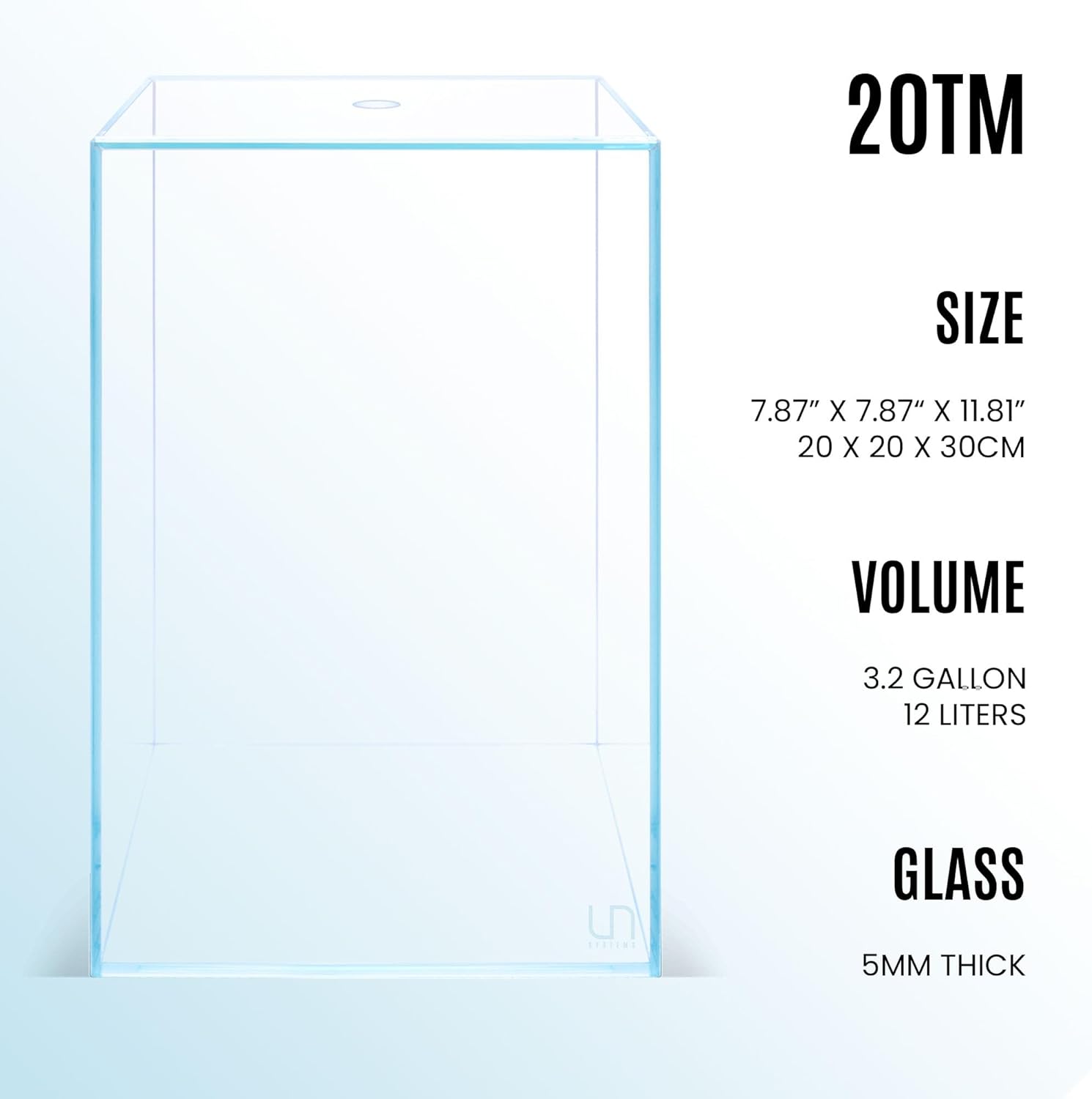 Ultum Nature Systems Prism Rimless Aquarium - Low Iron Glass, Cube With Mitered Lid, Tall Fish Tank, Multi-Purpose Vertical Nano Tank for Home & Office - UNS Prism, 20TM