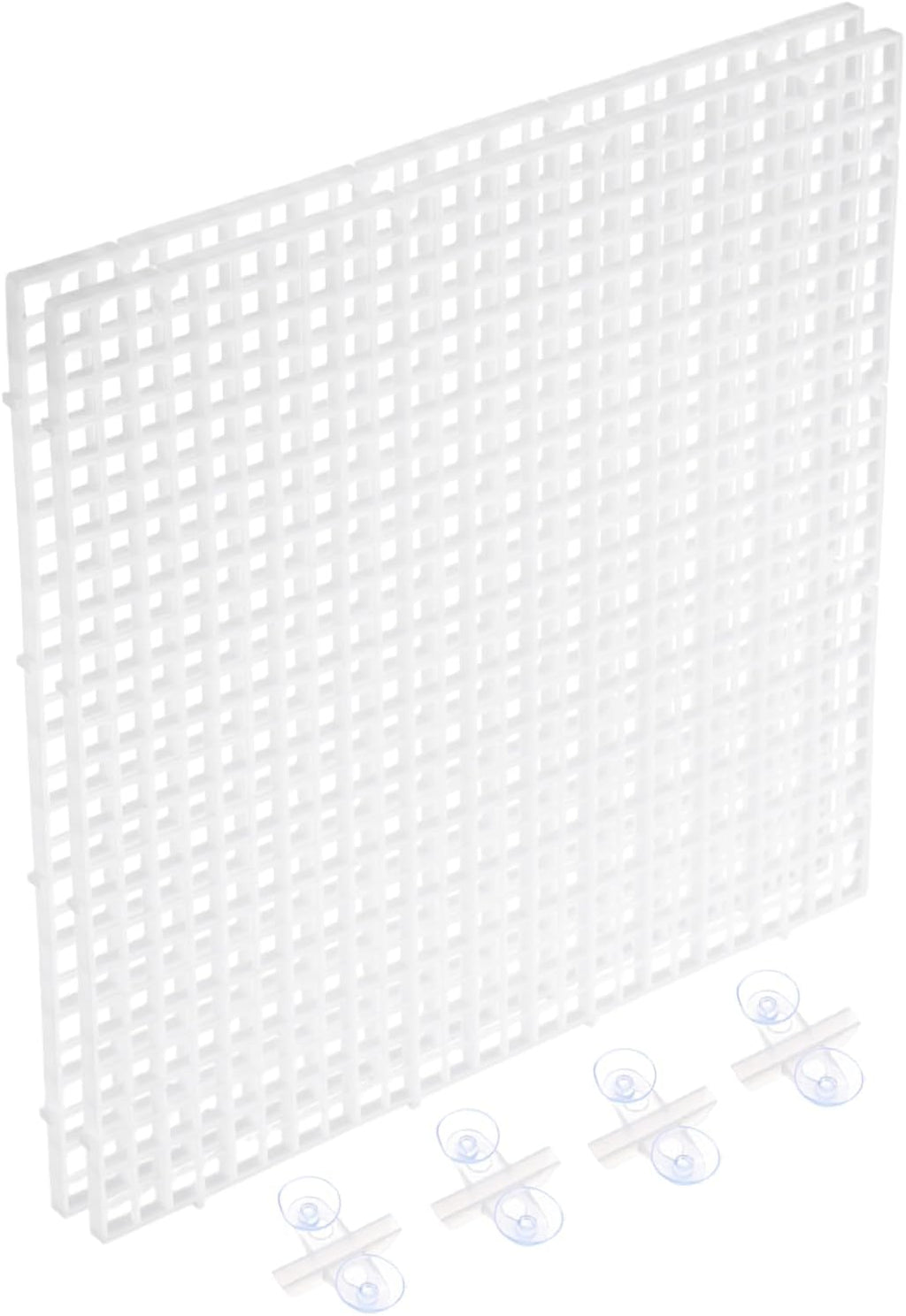 uxcell 2Pcs Aquarium Fish Tank Divider, 12x12 Inch Plastic Egg Crate Light Diffuser Grid Filter Bottom Partition Separator with Sucker Clips and Suction Cups for Aquarium, White