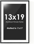 Fun Memories 13x19 Picture Frame, 13 x 19 Picture Frame with Mat for 11x17 Photo - HD Tempered Glass - Vertical and Horizontal Display - Wall Hook Hanging Hardware Included - Set of 1