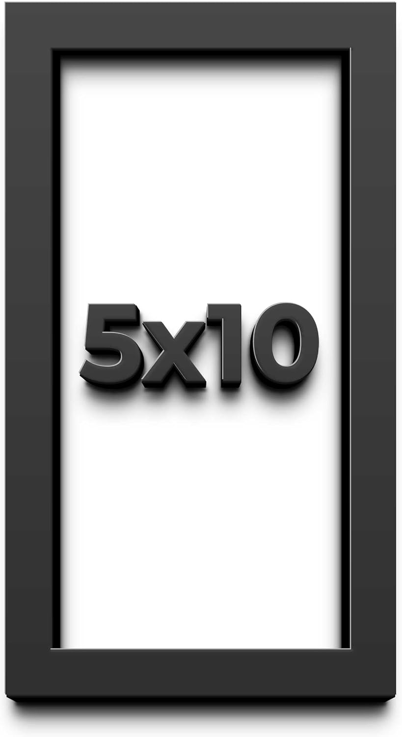 5x10 in Shadow Box Frame Black | 1 Inch Deep Solid Wood Shadowbox Display Frame | UV Resistant Acrylic Plexiglass, Acid Free Backing, and Hanging Hardware | Dugan Picture Frame Style