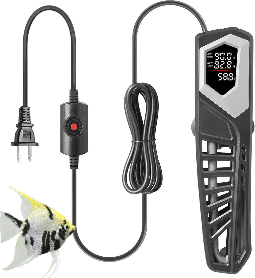 HITOP 600W Titanium Aquarium Heater: Digital Fish Tank Heater with External Controller, Submersible Aquarium Heater with Over-Temperature Protection for Saltwater and Freshwater 75-150Gallon