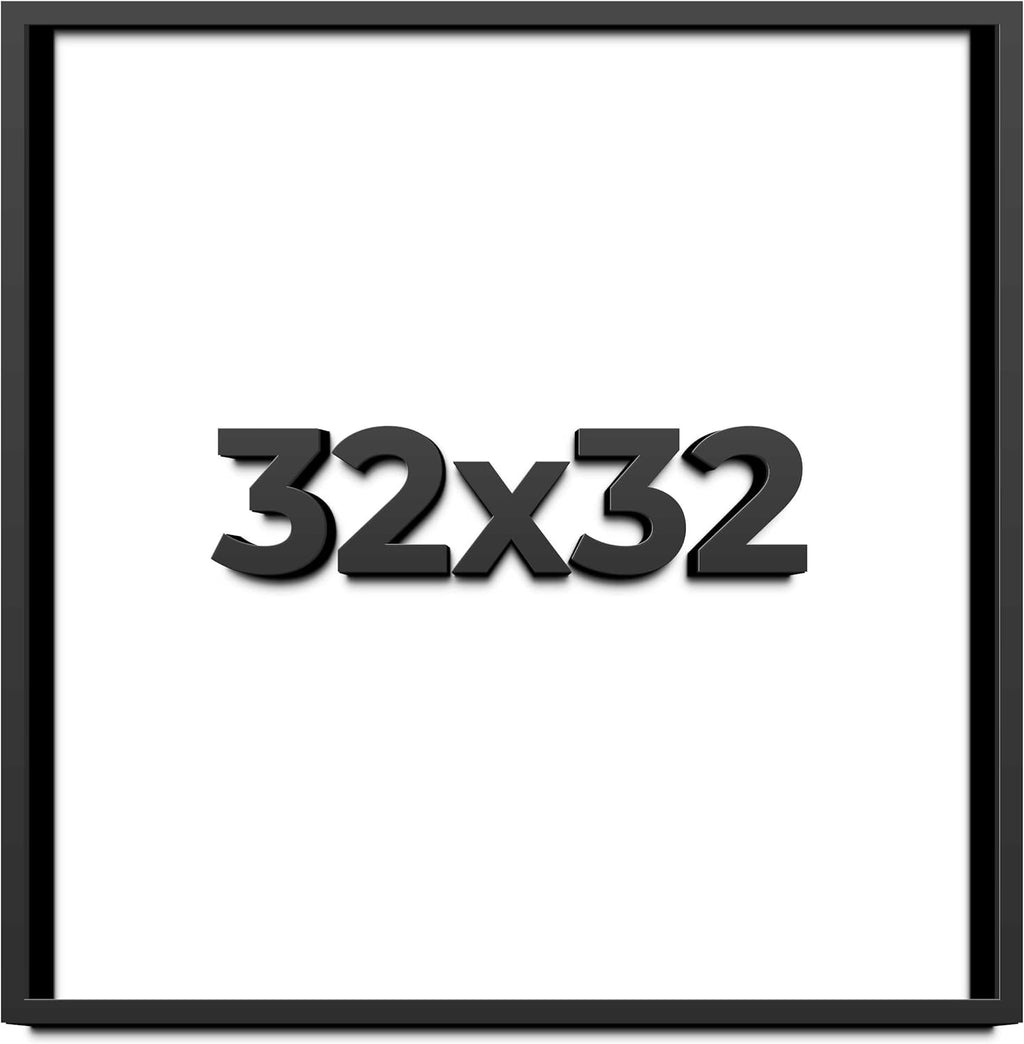32x32 Shadow Box Frame Black | 1 Inch Deep Solid Wood Shadowbox Display Frame | UV Resistant Acrylic Plexiglass, Acid Free Backing, and Hanging Hardware | Dugan Picture Frame Style