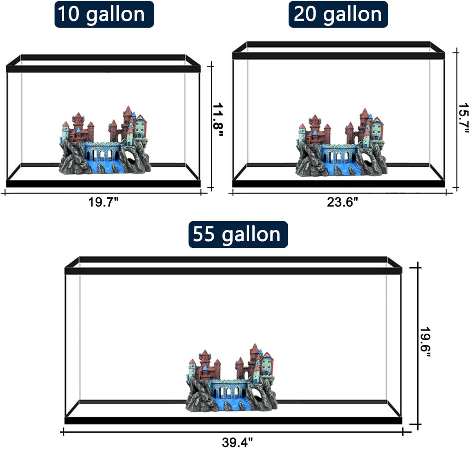 Aquarium Castle Decoration for Fish Tank Castle Cave Hideouts House Plants Supplies Accessories Safe for Freshwater and Saltwater Fish Tanks – Medium (Brown)