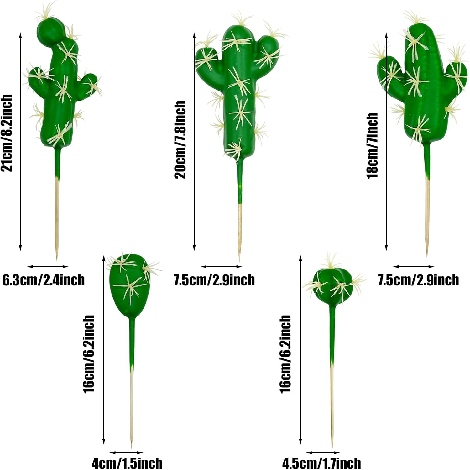Cayway 10 PCS Assorted Faux Cactus Artificial Cacti Plants for Decoration, Green, Naturalistic, Realistic, Artificial Plants, Cactus