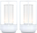 Portable Metal Table Lamp for Indoor/Outdoor ,Rechargeable Cordless LED Lamp, 3-Colour Infinitely Dimming Battery Powered Small Desk Lamp, Restaurant/Bedroom/Bar/Coffee/Camping Light (White Set of 2)