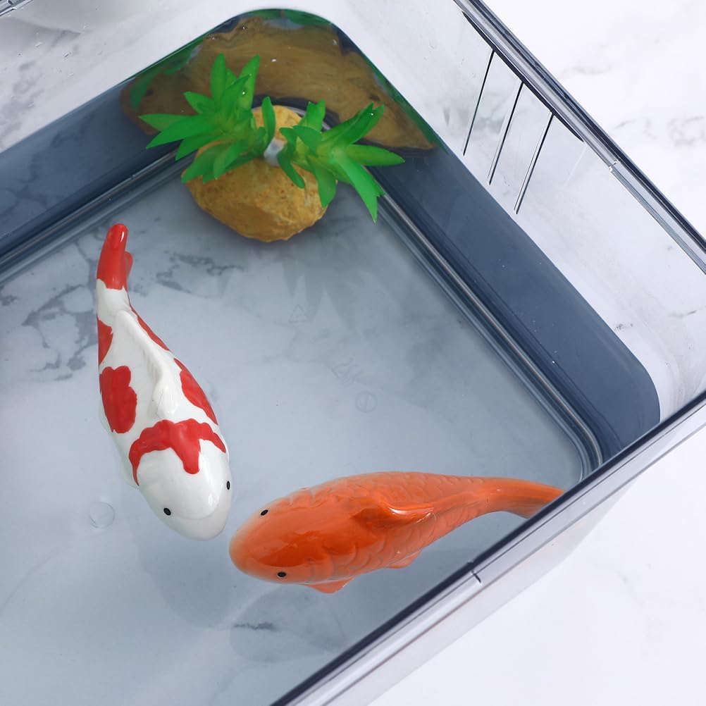 Homoyoyo Floating Ceramic Fish, 4pcs Fake Koi Fish Realistic Aquarium Goldfish for Fairy Garden Fishs Bowl Pond Decor