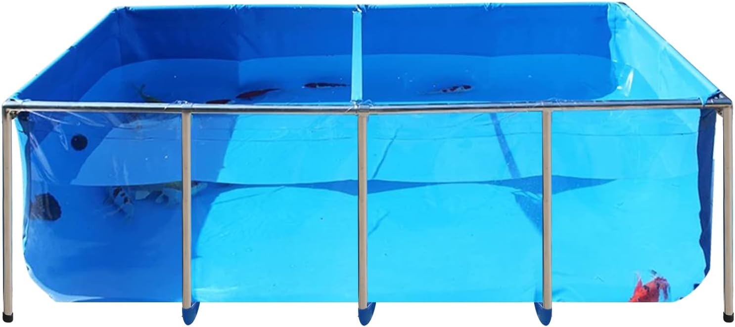 PVC KOI Aquarium Tank, Temporary Fish Tank with Clear Viewing Panel, KOI/Goldfish Pond with 304SS Frame & Drain Valve(70.9" L*39.4" W*31.5" H, About 345Gal Water Capacity)