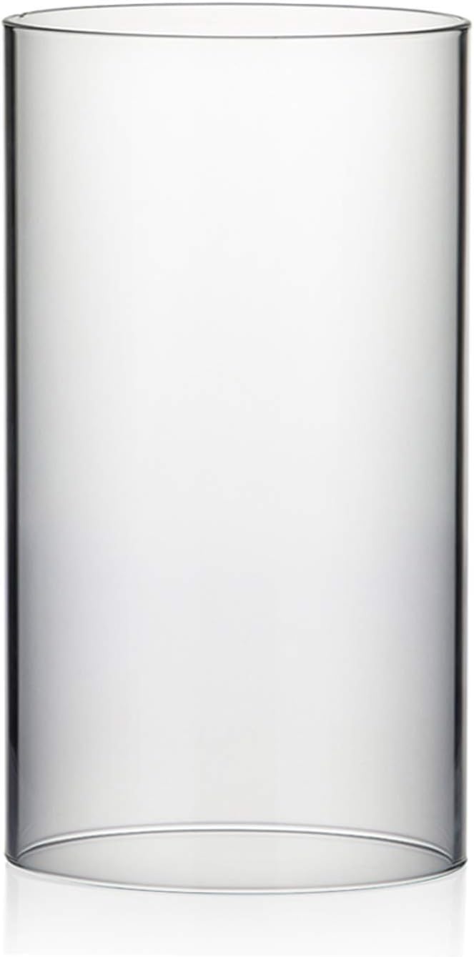 WGVI Hurricane Candle Holder Sleeve, Wide 5.5", Height 10", Clear Glass Cylinder Candleholder, Chimney Tube, Open Ended Candle Shade, 1 Piece