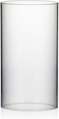 WGVI Hurricane Candle Holder Sleeve, Wide 5.5", Height 10", Clear Glass Cylinder Candleholder, Chimney Tube, Open Ended Candle Shade, 1 Piece