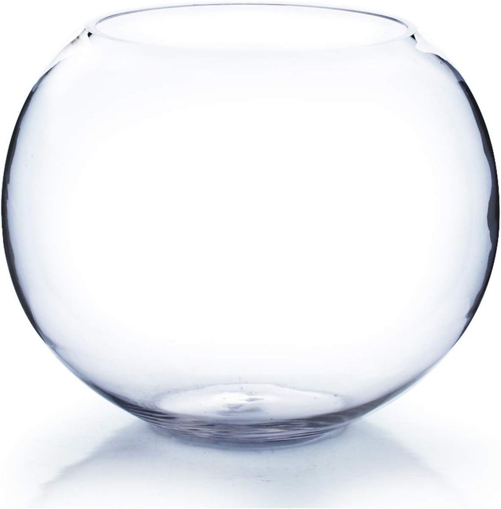 WGV Large Bowl Glass Vase, Diameter 12", Height 10", (Multiple Sizes Choices) Clear Round Bubble Vase Jar, Floral Planter Terrarium for Wedding Event Home Decor, 1 Piece (VBW1210)