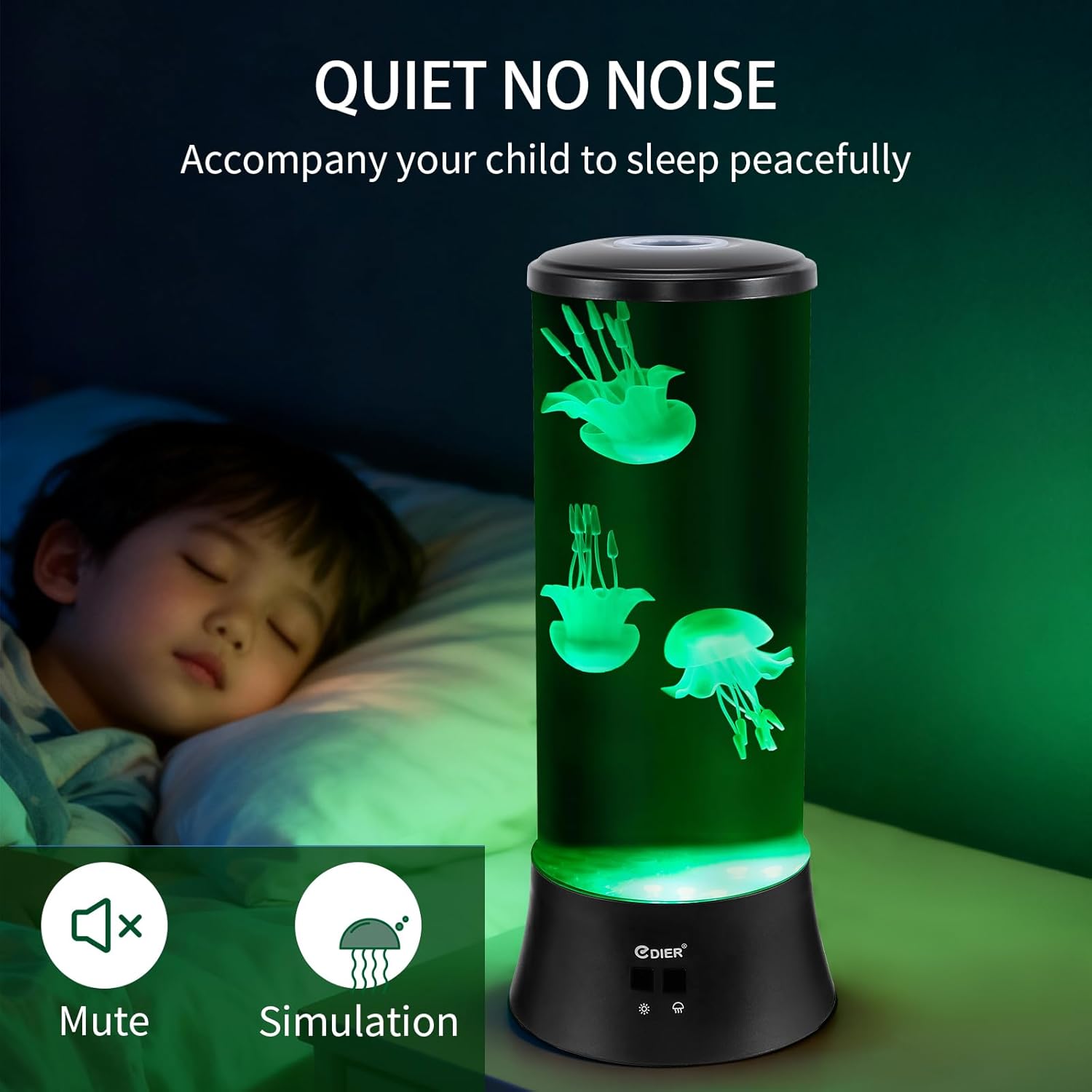 EDIER Jellyfish Lamp, 15 Inch Large Jellyfish Aquarium with Realistic Jellyfish & Noiseless Pump, Jelly Fish Light Lamp for Home Office Decor, Holiday Gift