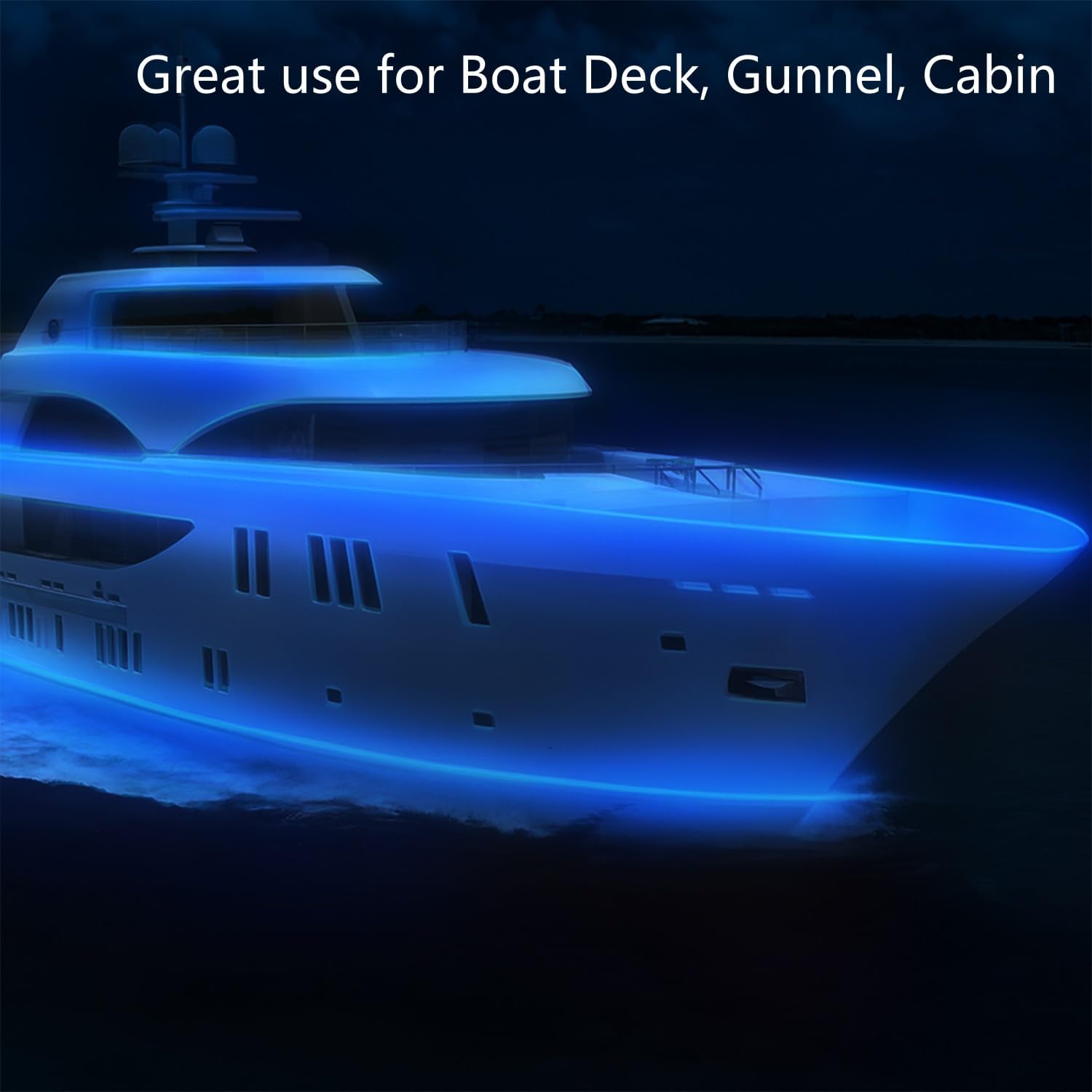 Pontoon Boat LED Strip Lights, 12V 32.8FT Blue Waterproof Marine LED Light Boat Interior Light, Boats Deck Hull Gunnel Lighting, Night Fishing Lights for Bass, Jon, No Battery