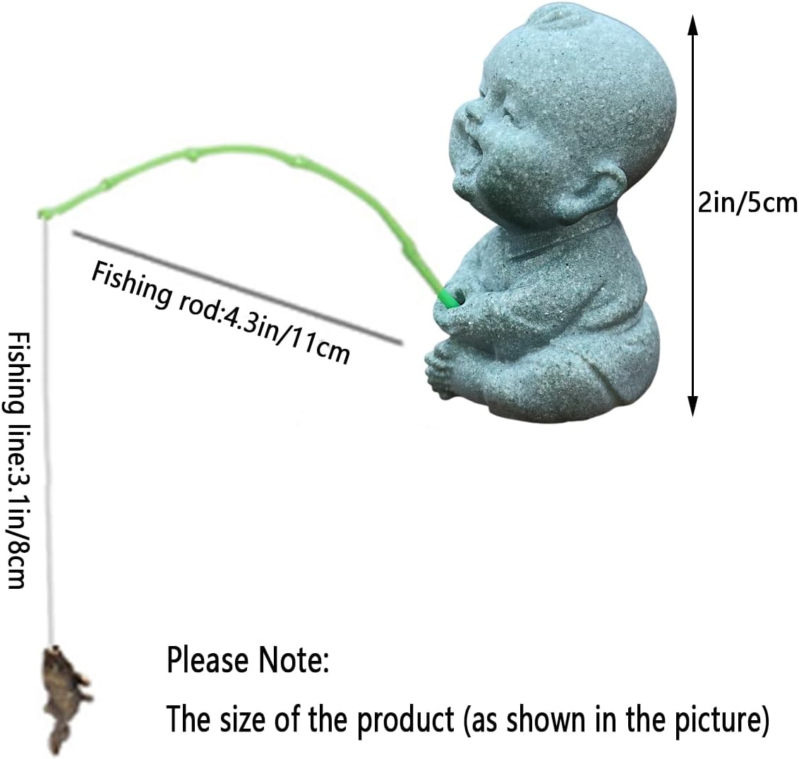 livelyfish Mini Fishing Boy Statue Fisherman Figurine for Fairy Garden Aquarium Pond Bonsai Fish Tank Accessories Decoration, A
