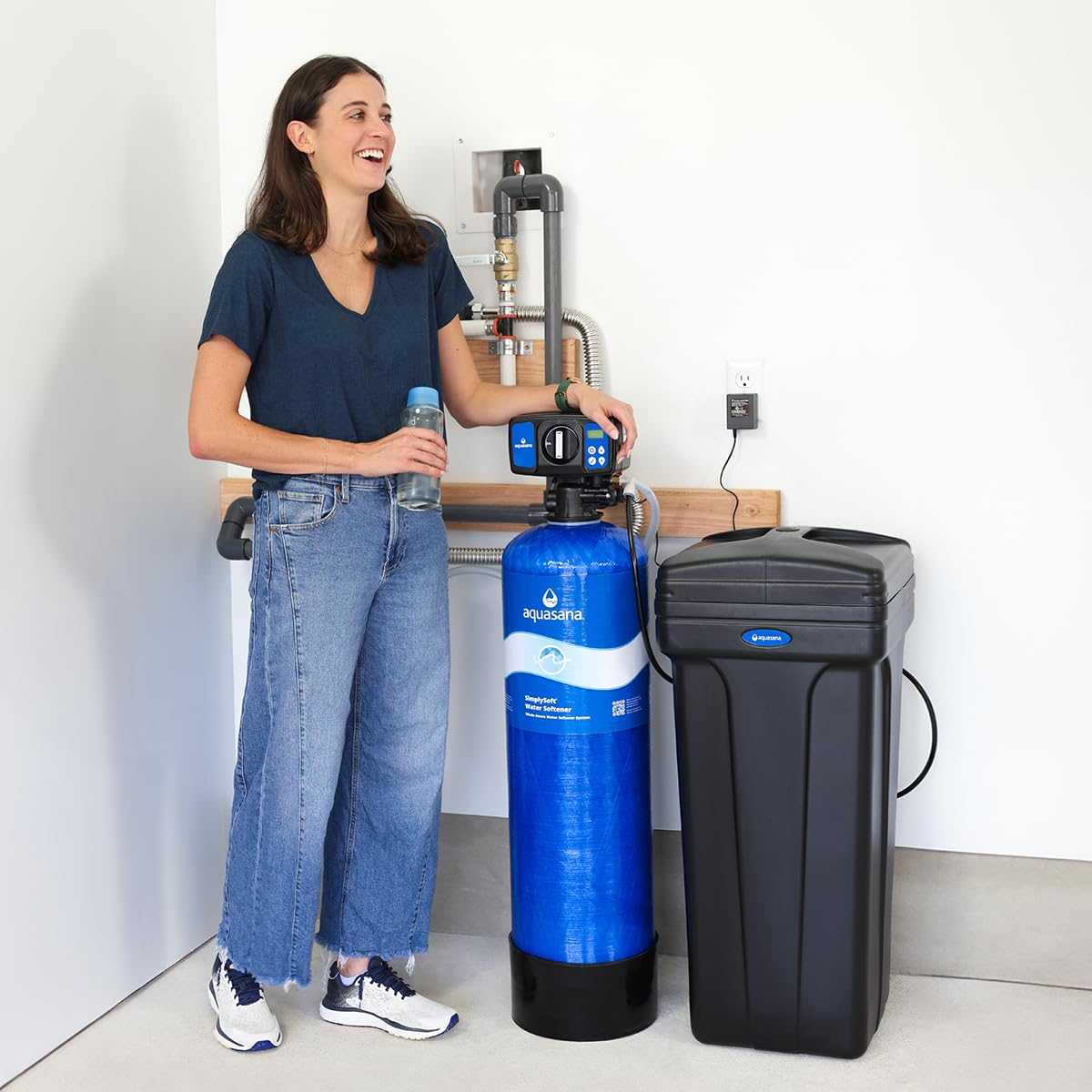 Aquasana SimplySoft® 60,000 Grain Water Softener - Whole House Hard Water Reduction - Base Tank & Cabinet System WH-SF60-BASE