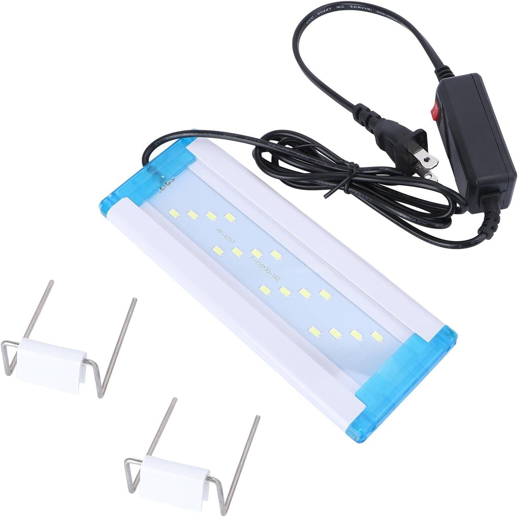 VANZACK Ultra-Thin Fish Tank LED Lamp with Pure White Light Aquarium Light with Metal Bracket Aquarium Frame Lamp for Aquatic Plant Growth Easy Installation and Heat Dissipation US Plug