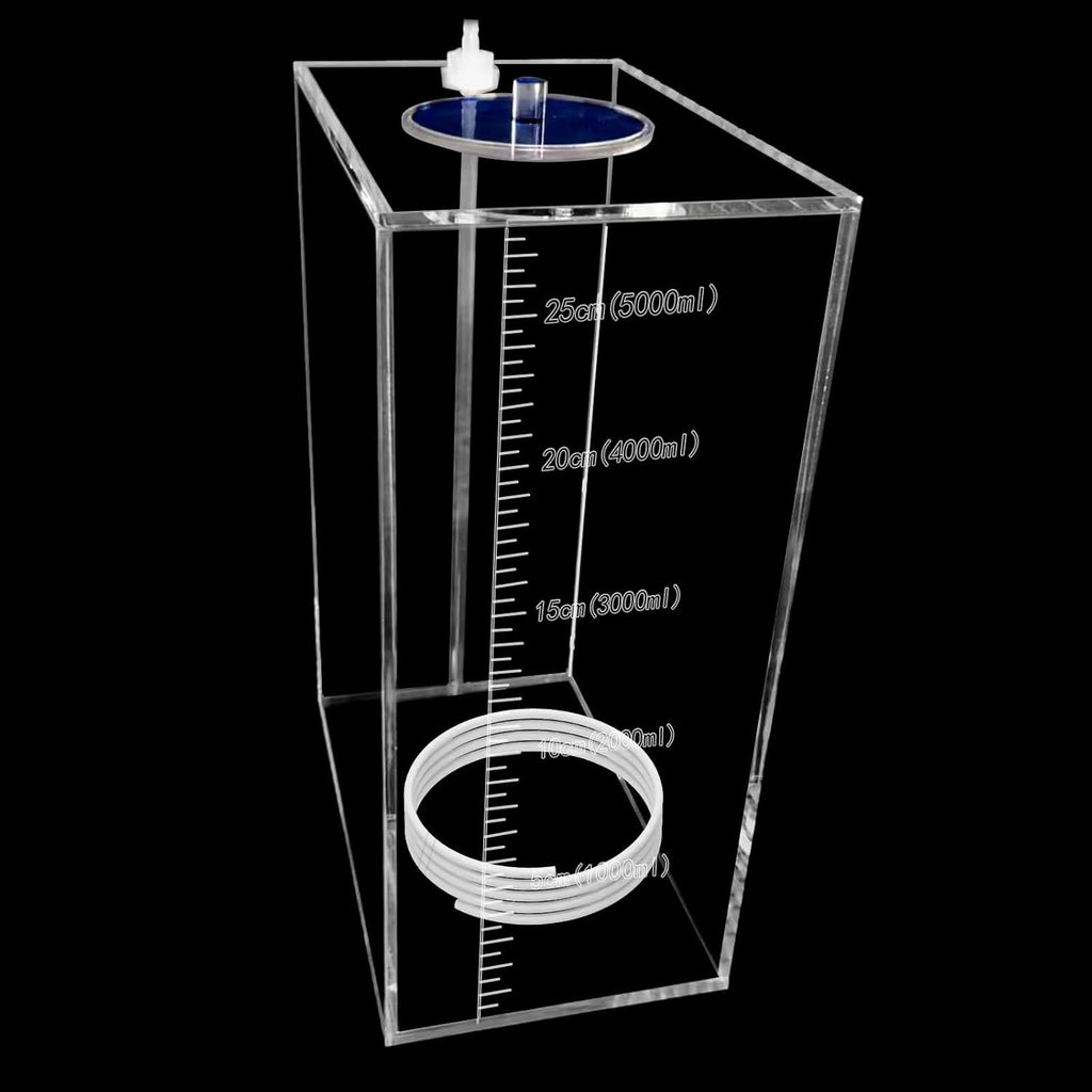 dosing Pump Liquid containers,Liquid srorage Bucket,Aquarium Air Pump Accessories，Reservoir dosing Container Made of acryli (5L/1.32gal Blue lid)
