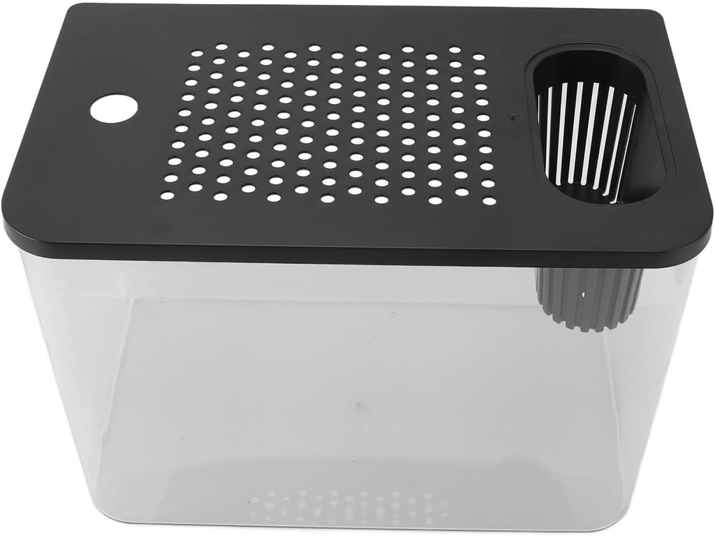 Small Fish Tank Plastic Clear Ecological Desktop Aquarium Miniature Design Space Saving for Goldfish Shrimp Betta Fish Turtle Living Room Desktop 12.4 Inch (Black)