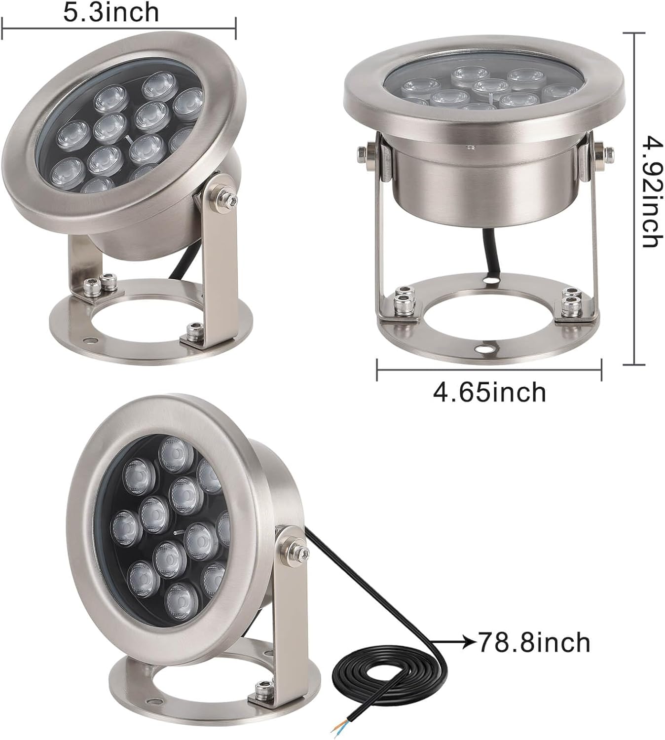 JSN&PC LED Underwater Lights 36W RGB Color 12V AC Pond Light for Party Swimming Pool Home Garden Fountain Water Rockery Grass Land