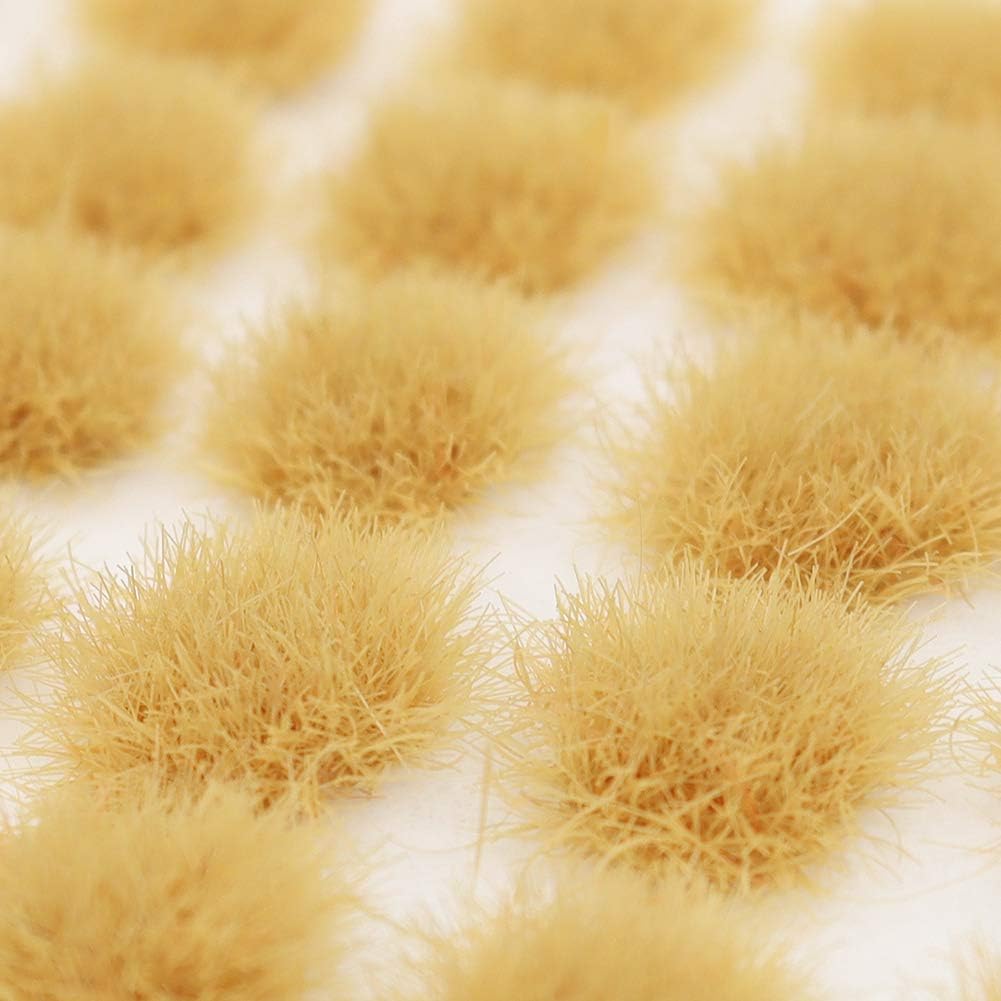 Warmtree 100 Pcs Static Grass Tuft Model Grass Tufts Railway Artificial Grass Miniature War Gaming Terrain DIY Model Railroad Scenery War Gaming Scenery (Withered Yellow)