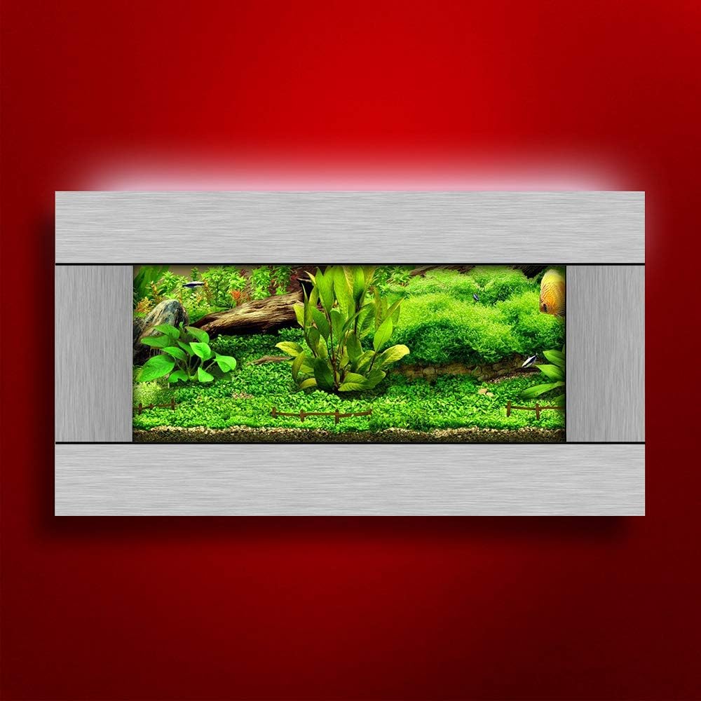 Aussie Aquarium 2.0 View Slim Wall Mounted Fish Tank Kit | 2 Gallon, 4.5" Deep | LED Light, Filter, Decor Kit, Easy Setup