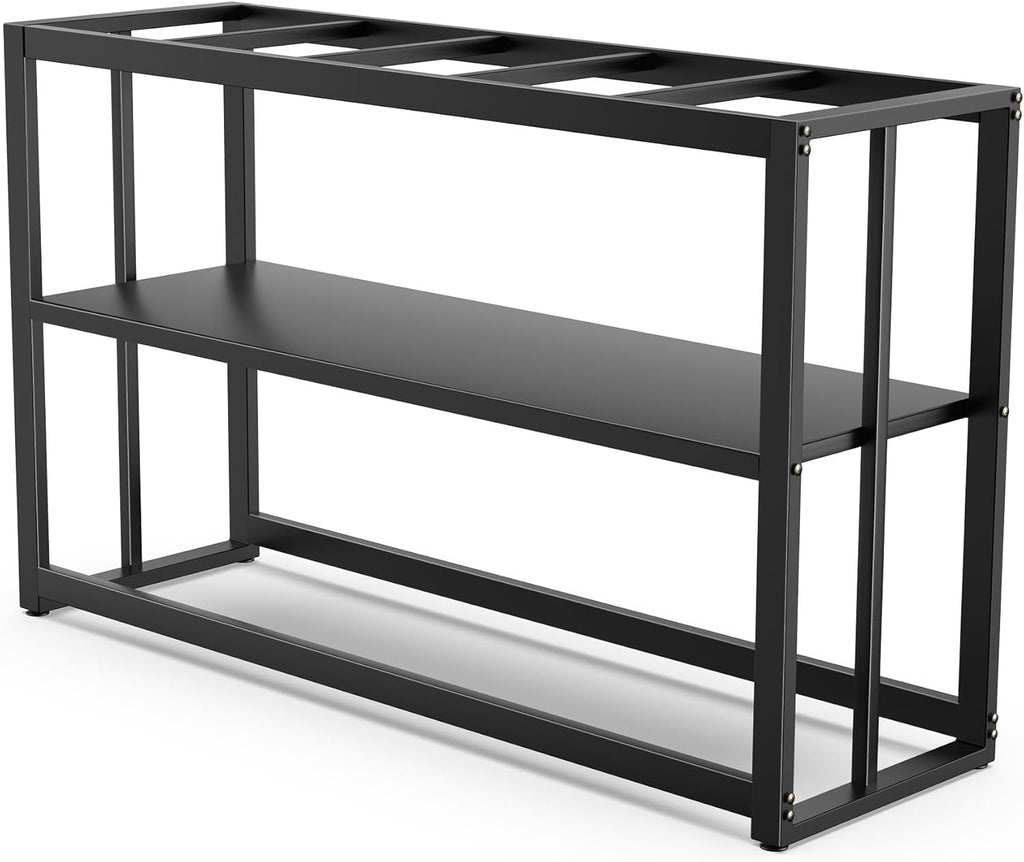 Black Fish Tank Stand Metal Aquarium Stand 55-75 Gallon Aquarium Turtle Tank 48.4" x 14.8" x 29.1" Breeder Reptile Tank Stand