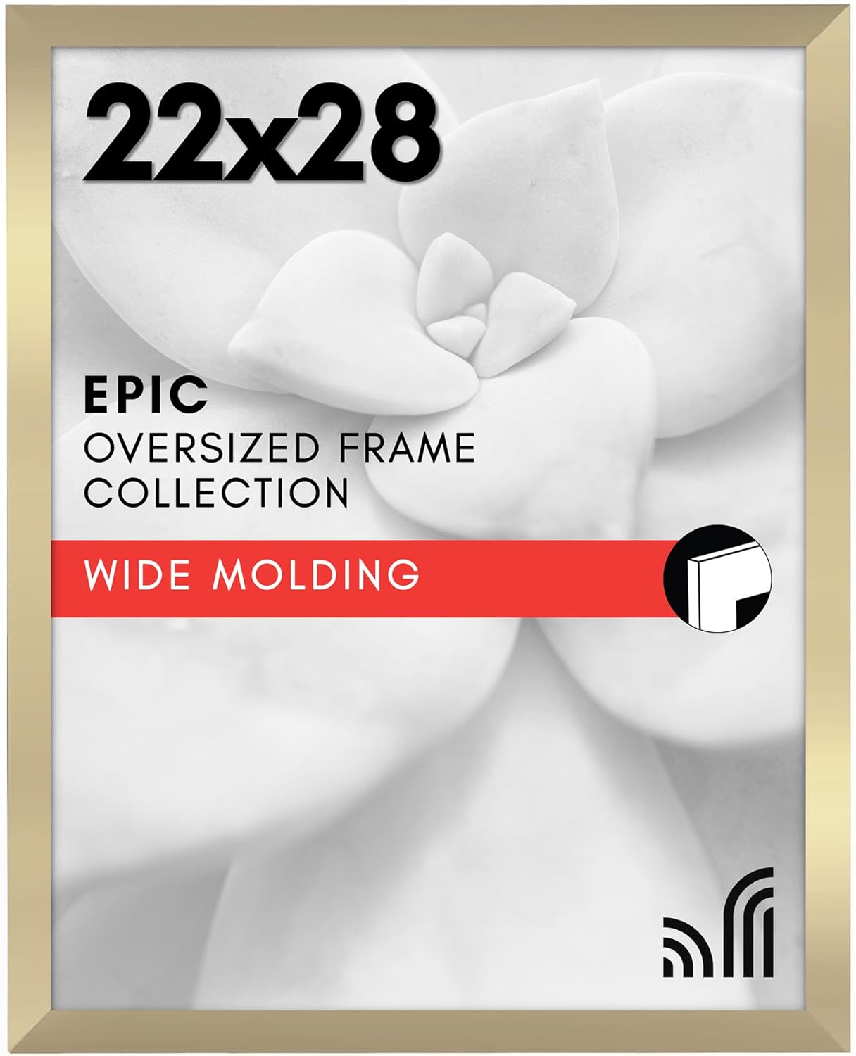 Americanflat 22x28 Poster Frame with Polished Plexiglass - Gold Picture Frame - Wide Photo Frames Made of Engineered Wood for Vertical or Horizontal Wall Display - Epic Collection - Gold