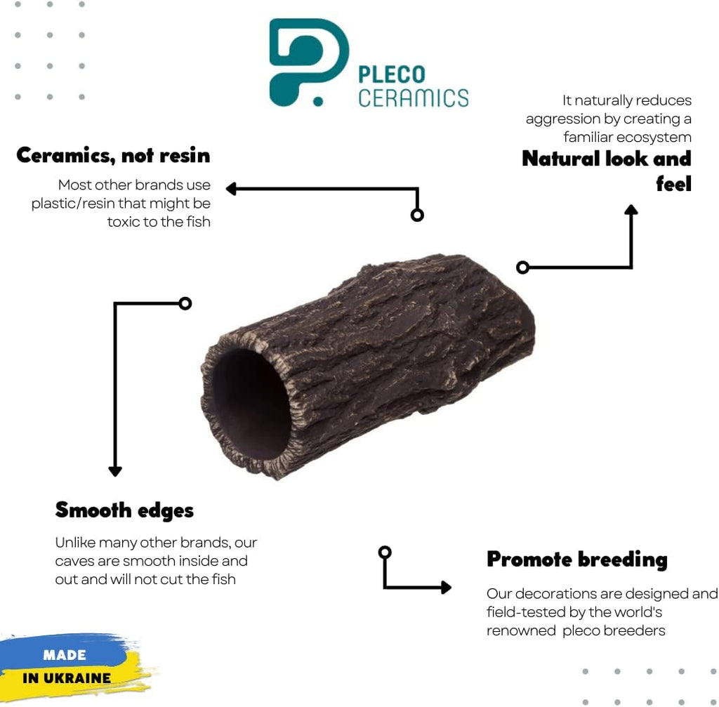 Plecoceramics Pleco Cave Natural Breeding Ceramic Decorations Fish Tank Aquarium Medium Size (1 pcs)