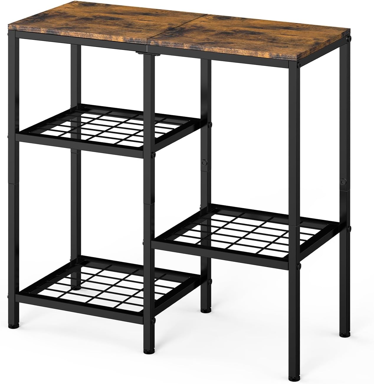 YBING 20 Gallon Fish Tank Stand with Shelf Aquarium Stand Reptile Tank Stand with 3-Tier Small Mesh Shelves 29" L x12 W x 30" H Brown