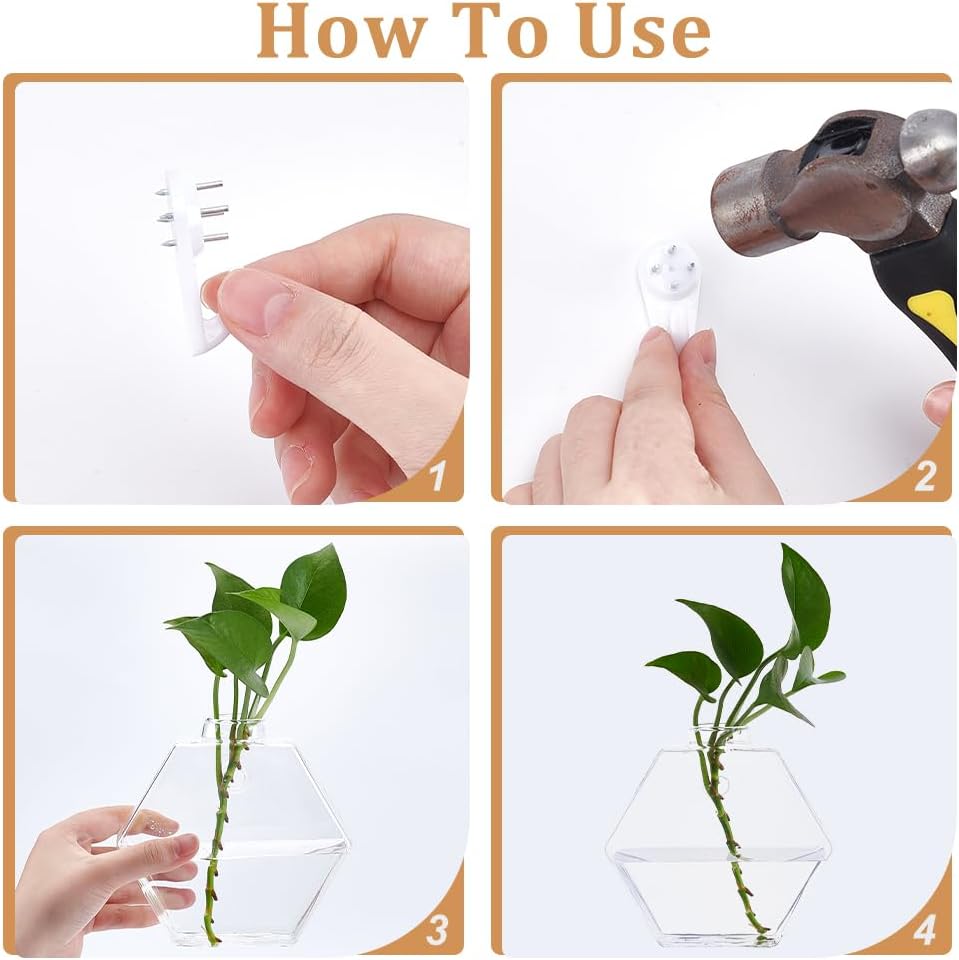 NBEADS 6 Pcs 6 Styles Wall Hanging Planter, Propagation Station Wall Planter Glass Hanging Vase for Indoor Plants, Home Living Room Office Decor