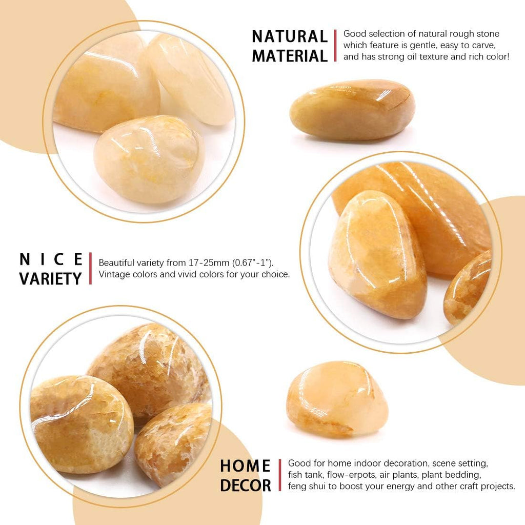Hilitchi 1lb Bulk Large Natural Tumbled Polished Brazilian Stones Gemstone Healing Crystals Quartz for Wicca, Reiki, and Energy Crystal Healing (Yellow Aventurine About 1lb/450g/16oz/bag)