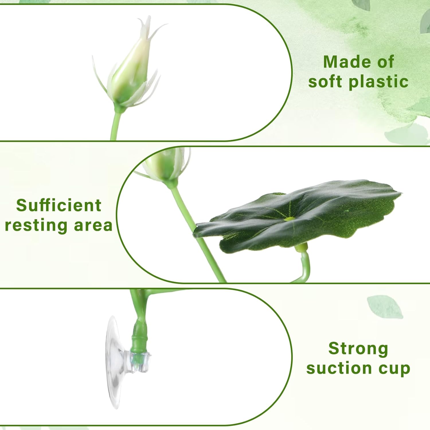 3 Pcs Betta Fish Bed Betta Leaf Hammock Suction Cup Tank Decor Fish Toys Leaf Pad Leaves Tank Accessories Simulates Natural Habitat Comfortable Rest Area
