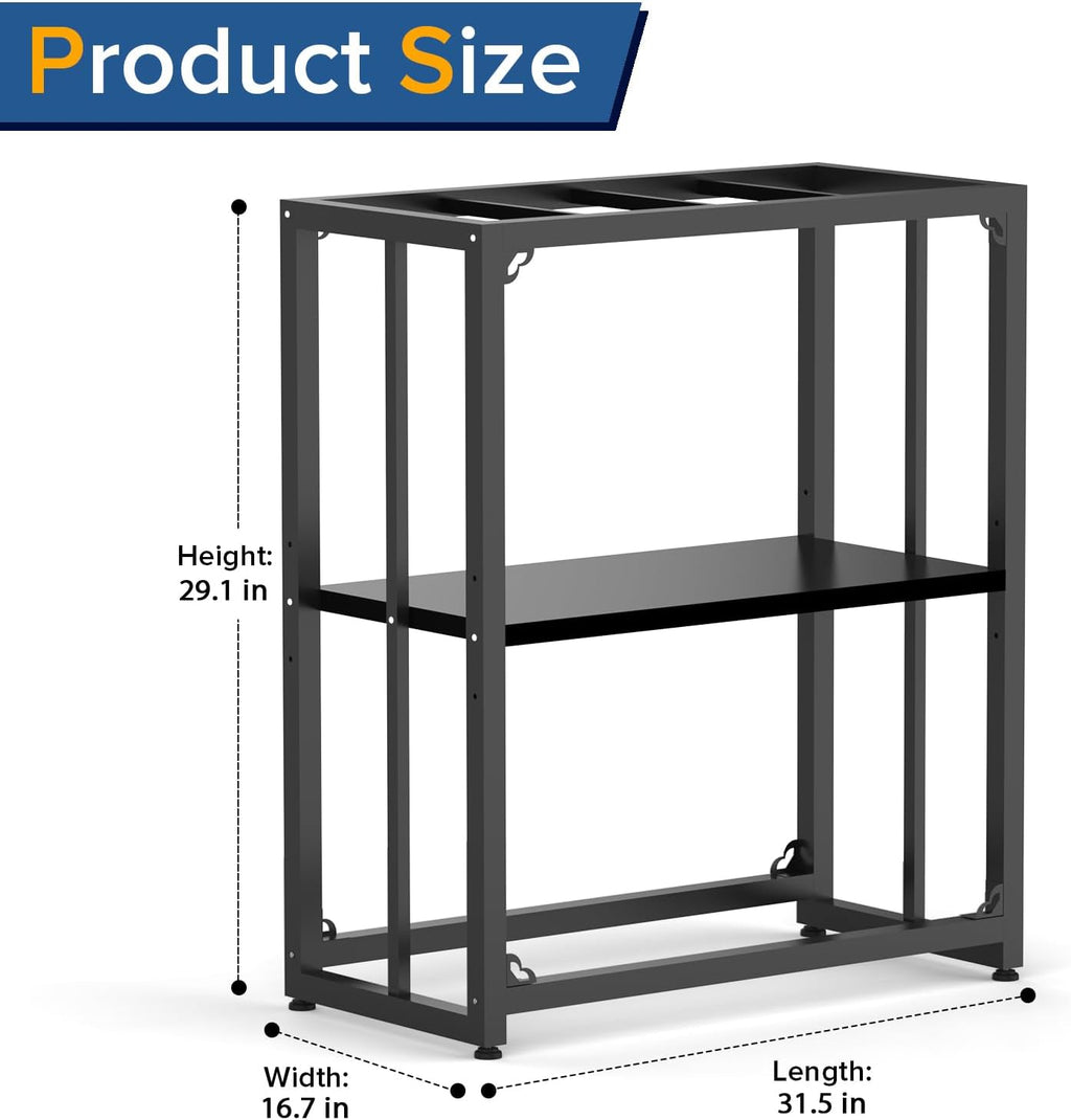 Fish Tank Stand 20-29 Gallon, Metal Aquarium Stand, 31.5" L x 16.7" W*29.1”H“ Double-Layer Storage Design, Suitable for Home and Office Use, 660LBS Capacity, Black (Tank not Included)